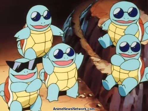 Several squirtles in sunglasses looking tough